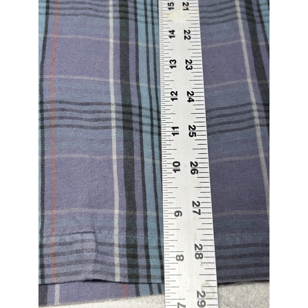 Polo Ralph Lauren Caldwell Shirt M Grey Teal Plaid Cotton Camp 90s VINTAGE MINT